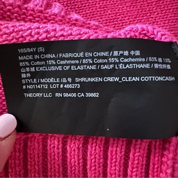 Theory S Cashmere Cotton Crew Neck Pink Cable Knit Sweater Preppy Casual Worn 1x - Picture 4 of 6